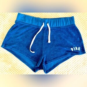 Women’s “PINK Victoria's Secret” Blue Terry Cloth Shorts